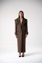 Oblique Asymmetric Collar Cashmere Coat
