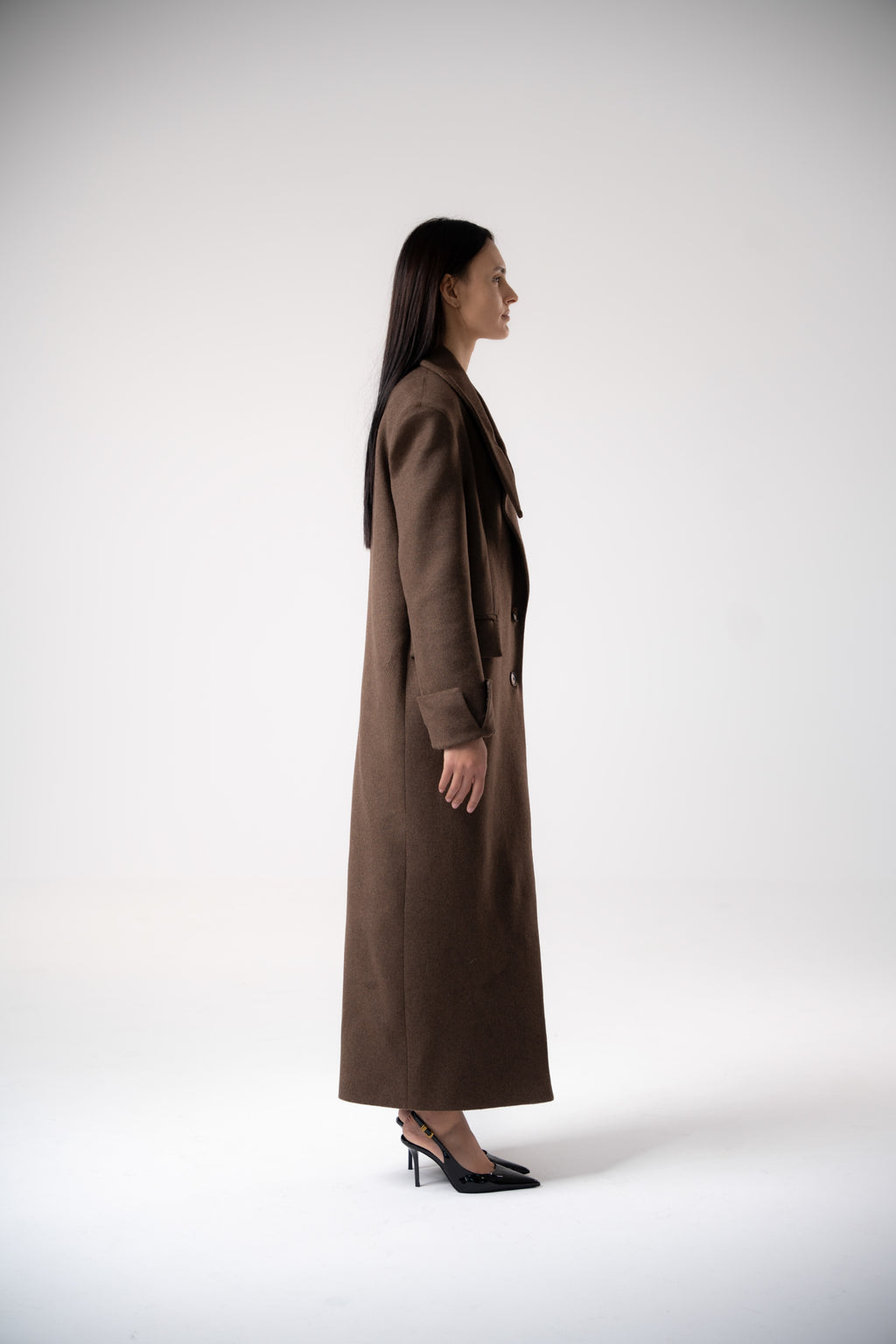 Oblique Asymmetric Collar Cashmere Coat