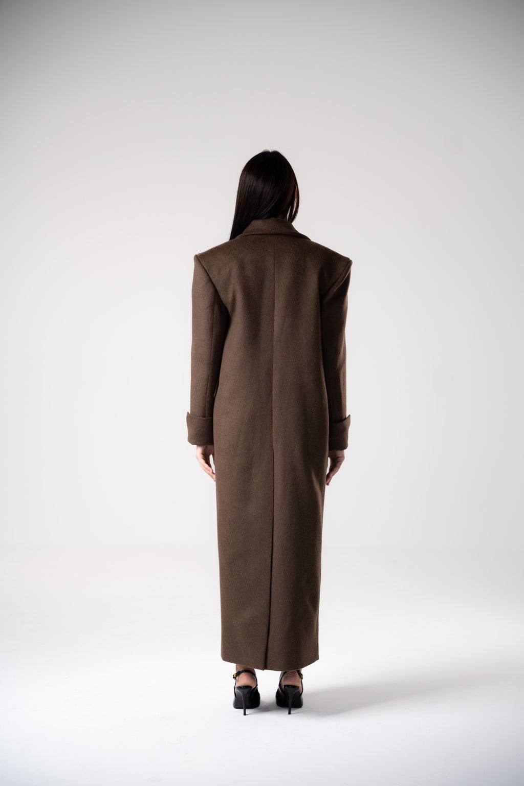 Oblique Asymmetric Collar Cashmere Coat
