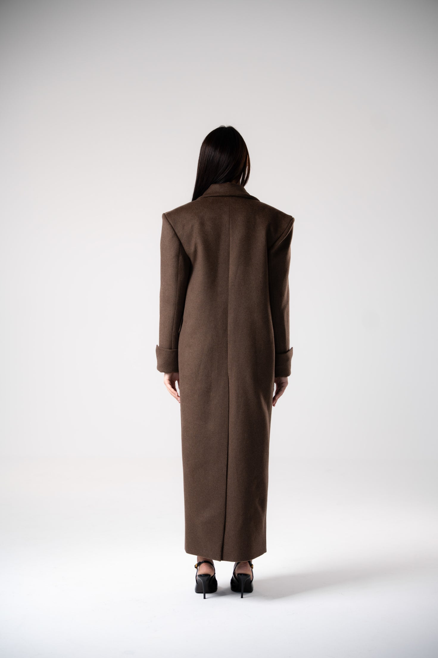 Oblique Asymmetric Collar Cashmere Coat