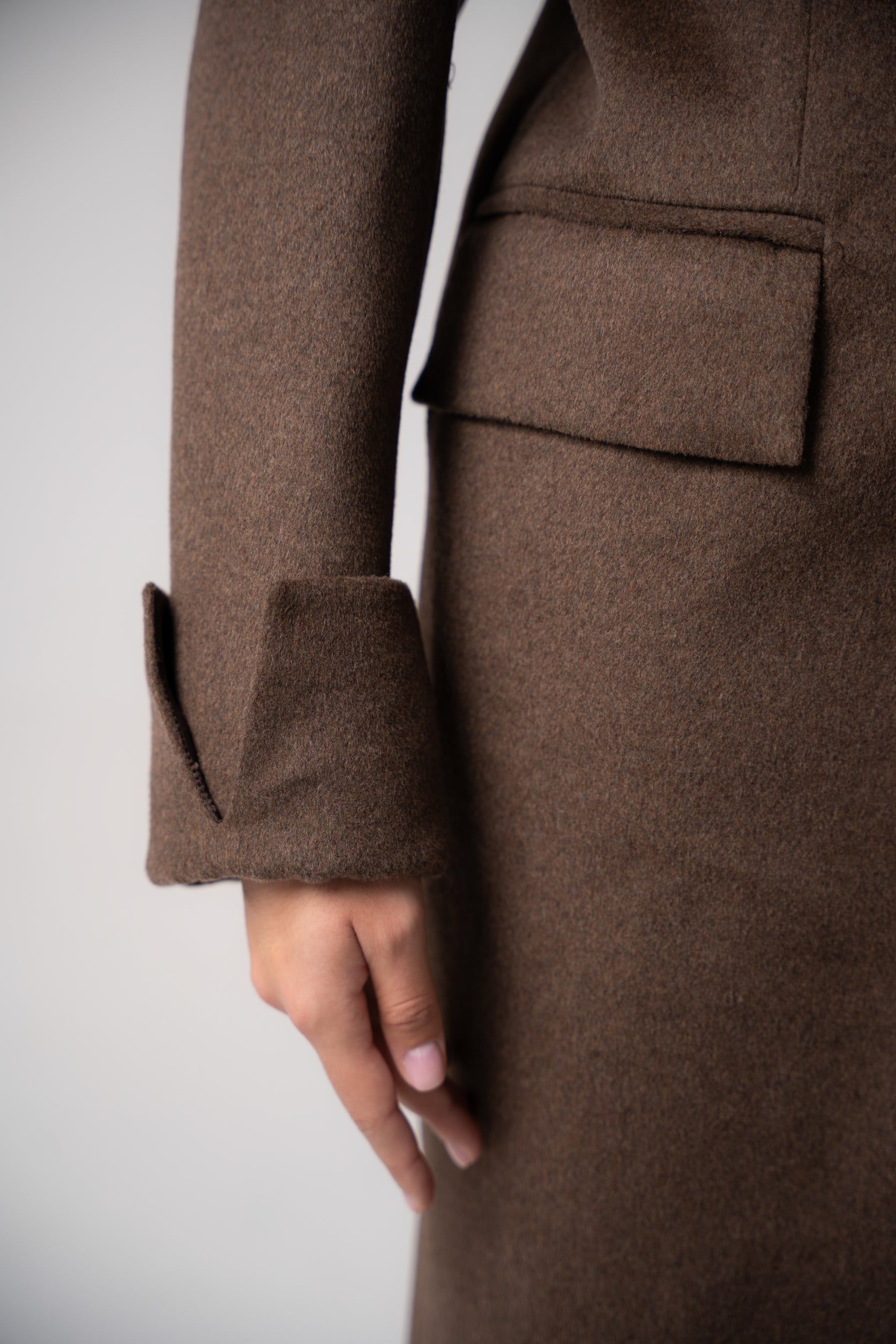 Oblique Asymmetric Collar Cashmere Coat