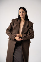 Oblique Asymmetric Collar Cashmere Coat