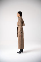 Deco Asymmetric Lapels Trench Coat