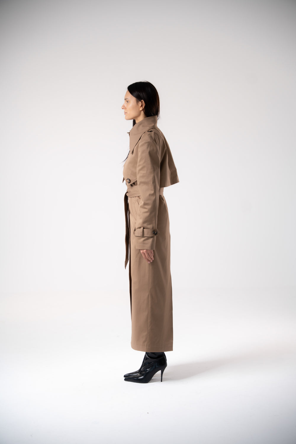 Deco Asymmetric Lapels Trench Coat