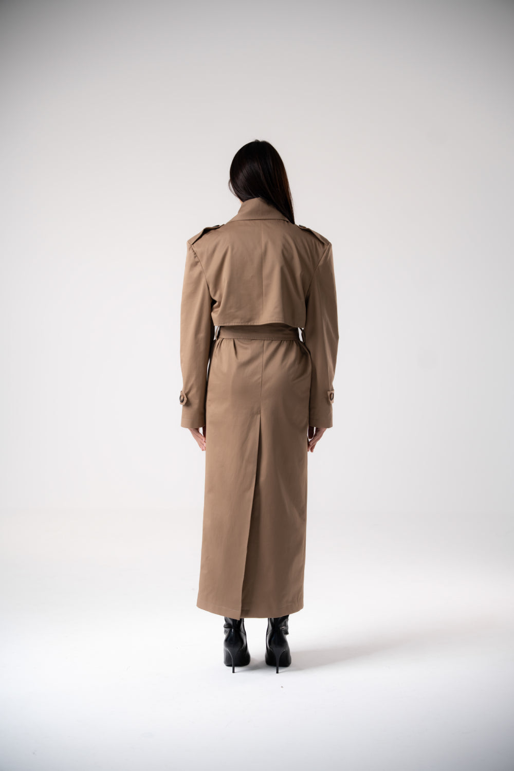 Deco Asymmetric Lapels Trench Coat