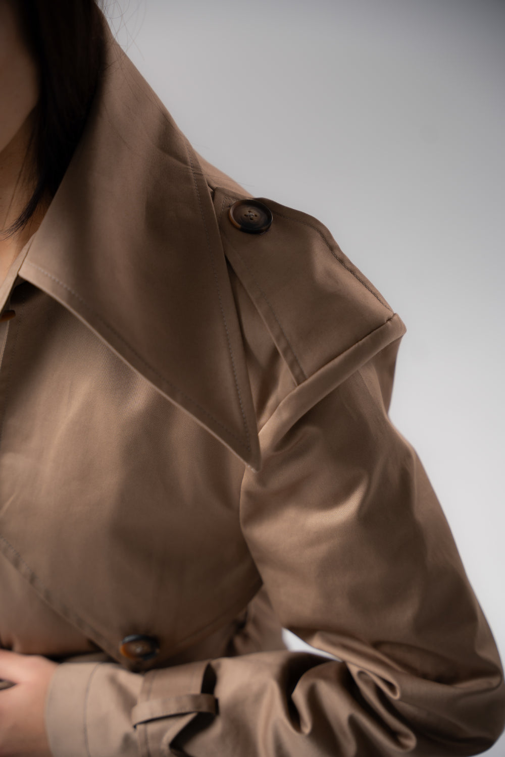 Deco Asymmetric Lapels Trench Coat